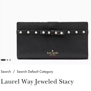 Kate Spade Laurel Way Jeweled Stacy Wallet Leather In Black